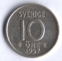 10 эре. 1957 год, Швеция. TS.