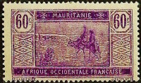 Марка почтовая (60 c.). "Пересечение пустыни". 1925 год, Мавритания.