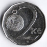 Монета 2 кроны. 2012 год, Чехия.