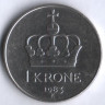 Монета 1 крона. 1983 год, Норвегия.