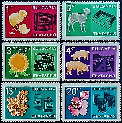 Набор марок (6 шт.). "Экономические достижения". 1967 год, Болгария. Набор марок (6 шт.). "Экономические достижения". 1967 год, Болгария.