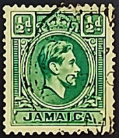 Почтовая марка (⅟₂ p.). "Король Георг VI". 1938 год, Ямайка.