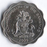 Монета 10 центов. 2005 год, Багамские острова.