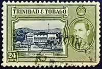Почтовая марка (24 c.). "Король Георг VI и пейзажи". 1938 год, Тринидад и Тобаго.