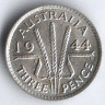 Монета 3 пенса. 1944(S) год, Австралия.