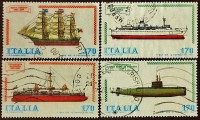 Набор почтовых марок (4 шт.). "Итальянское судостроение". 1979 год, Италия.