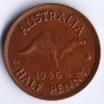 Монета 1/2 пенни. 1946(p) год, Австралия.