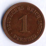 Монета 1 пфенниг. 1874 год (A), Германская империя.