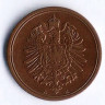Монета 1 пфенниг. 1874 год (A), Германская империя.