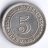 Монета 5 центов. 1935 год, Стрейтс Сетлментс.