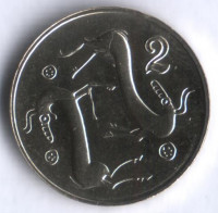Монета 2 цента. 2004 год, Кипр.