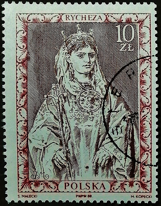 Почтовая марка. "Ришеза Лотарингская (993-1063 гг.)". 1988 год, Польша.