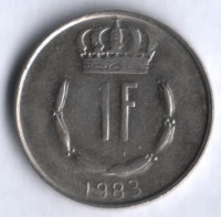 Монета 1 франк. 1983 год, Люксембург.
