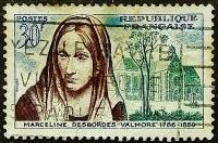 Почтовая марка. "Марселин Десборд-Вальмор". 1959 год, Франция.