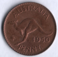 Монета 1 пенни. 1950(p) год, Австралия.