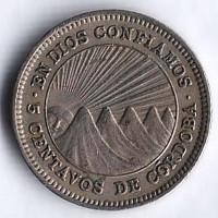 Монета 5 сентаво. 1954 год, Никарагуа.