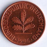 Монета 2 пфеннига. 1994(D) год, ФРГ.