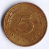 Монета 5 пфеннигов. 1977(J) год, ФРГ.