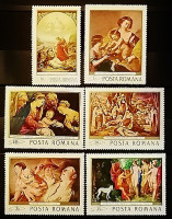 Набор почтовых марок  (6 шт.). "Картины из галерей Бухареста и Сибиу". 1968 год, Румыния.