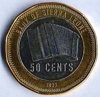 Монета 50 центов. 2022 год, Сьерра-Леоне.