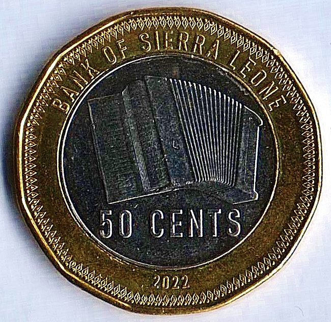 Монета 50 центов. 2022 год, Сьерра-Леоне.