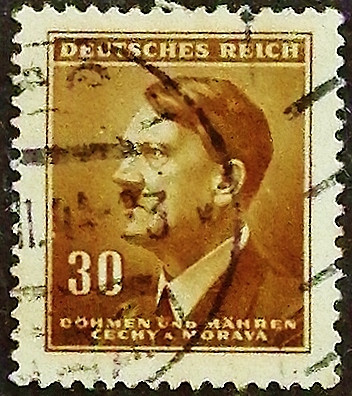 Почтовая марка (30 h.). "Адольф Гитлер". 1942 год, Богемия и Моравия.