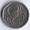 Монета 5 центов. 1995 год, Мальта.