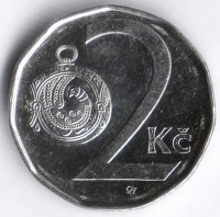 Монета 2 кроны. 2014 год, Чехия.