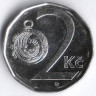 Монета 2 кроны. 2014 год, Чехия.