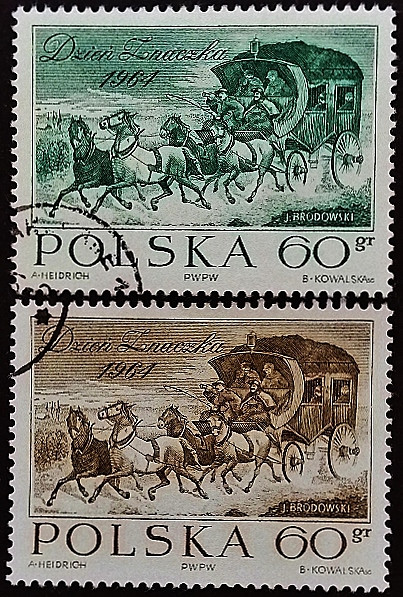 Набор почтовых марок (2 шт.). "День печати". 1964 год, Польша.