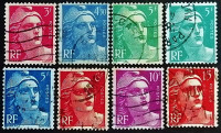 Набор почтовых марок (8 шт.). "Марианна". 1946 год, Франция.