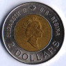 Монета 2 доллара. 2000 год, Канада. Полярные медведи.