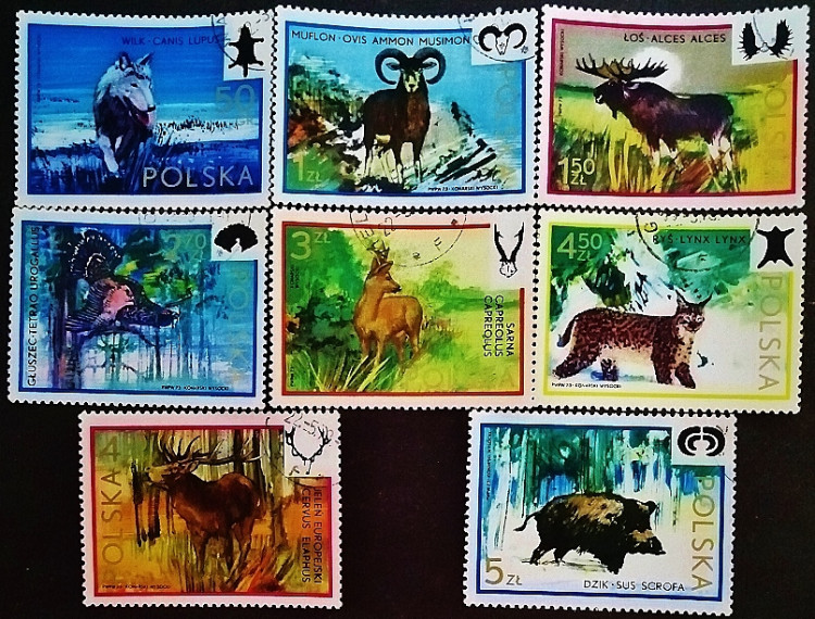 Набор почтовых марок (8 шт.). "Животные". 1973 год, Польша. Набор почтовых марок (8 шт.). "Животные". 1973 год, Польша.