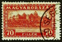 Почтовая марка. "Будайская крепость". 1927 год, Венгрия.