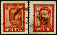 Набор марок (2 шт.). "Хосе Франсиско де Сан Мартин (1778-1850)". 1962-1967 годы, Аргентина.