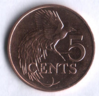 5 центов. 2005 год, Тринидад и Тобаго.