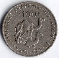 Монета 100 франков. 1970 год, Французская Территория Афаров и Исса.