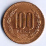 Монета 100 песо. 1999 год, Чили.