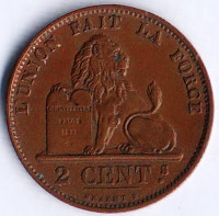 Монета 2 сантима. 1876 год, Бельгия (Des Belges).