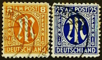 Набор почтовых марок (2 шт.). "Стандарт". 1945 год, Германия (Американо-Британская оккупация (Бизония)).