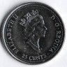 Монета 25 центов. 1999 год, Канада. Миллениум. Ноябрь - Авиасообщение с севером.