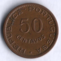 Монета 50 сентаво. 1961 год, Ангола (колония Португалии).