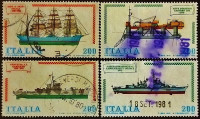 Набор почтовых марок (4 шт.). "Итальянское судостроение". 1980 год, Италия.