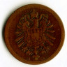 Монета 1 пфенниг. 1875 год (A), Германская империя.