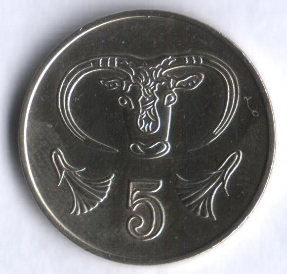 Монета 5 центов. 1998 год, Кипр.