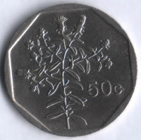 Монета 50 центов. 2001 год, Мальта.