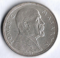 Монета 10 крон. 1928 год, Чехословакия. 10 лет Независимости, Томас Масарик.
