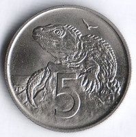 Монета  5 центов. 1968 год, Новая Зеландия.