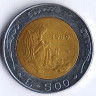 Монета 500 лир. 1989 год, Сан-Марино.