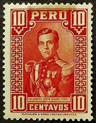 Марка почтовая (10 c.). "Президент Луис М. Санчес Серро". 1932 год, Перу.